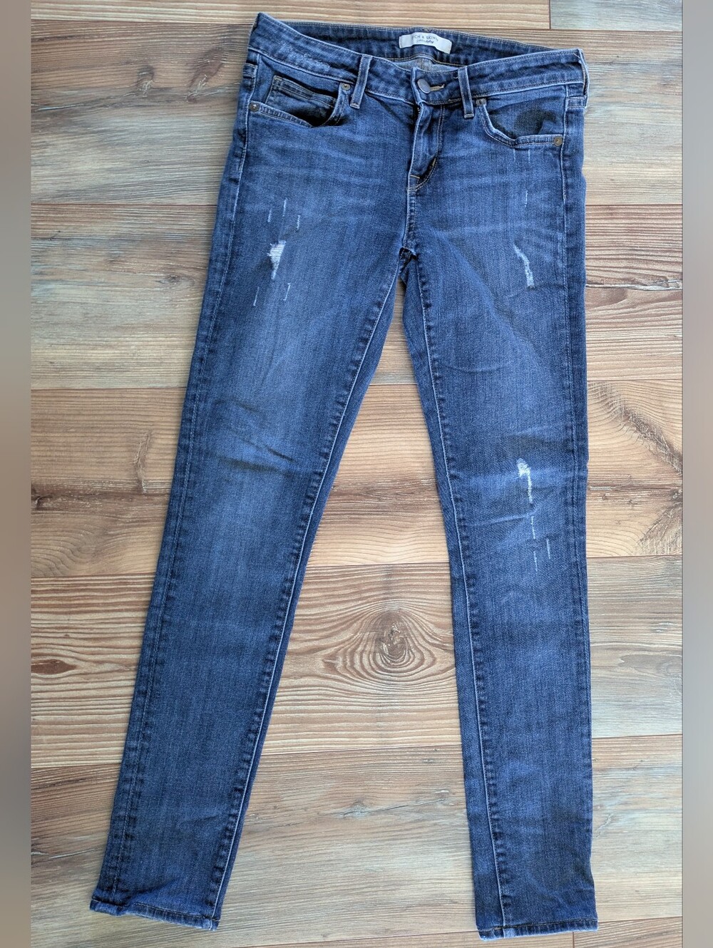 Rich & Skinny Colonial Blue Dark Wash Distressed Skinny Denim Jeans 26